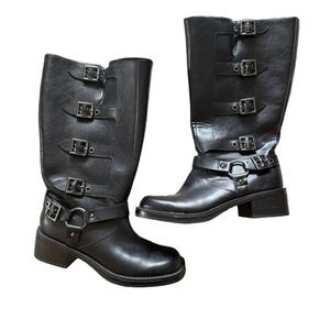 Classic Black Buckle Mid-Calf Women's Boots